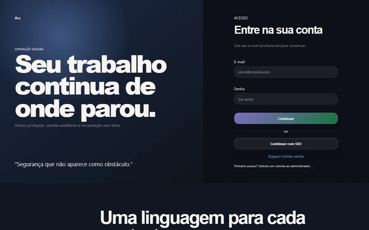 Prévia do template Authentication