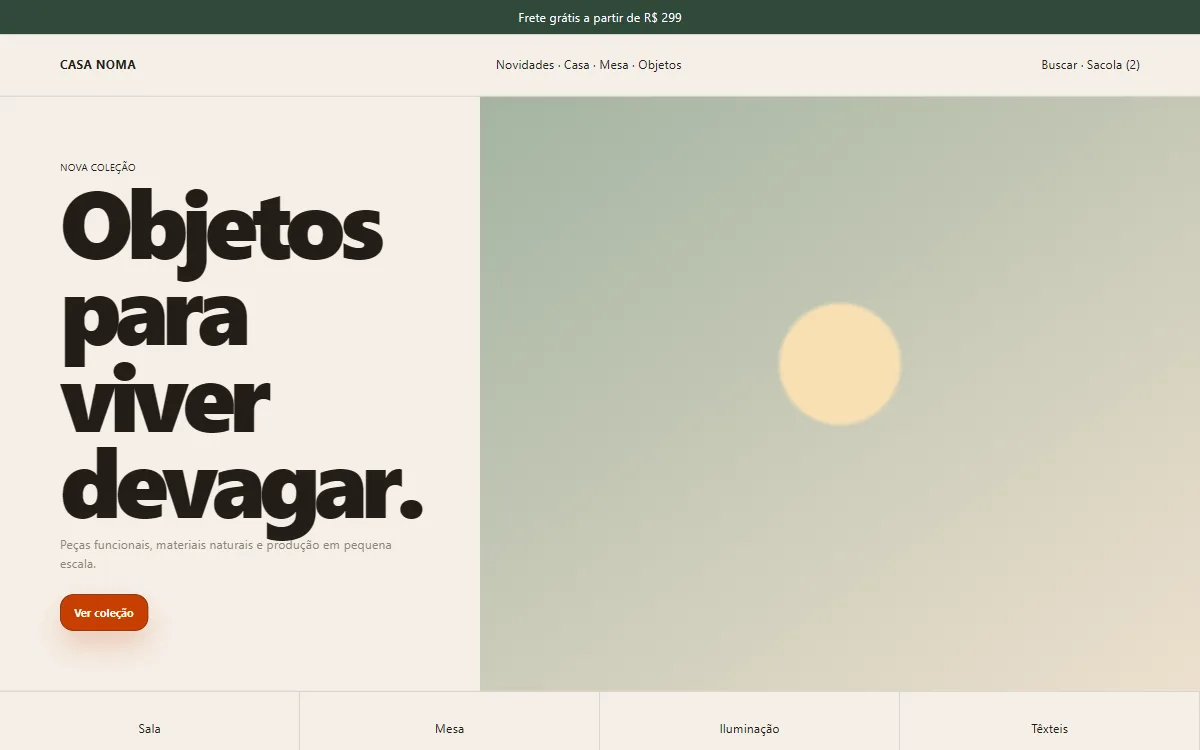 Prévia do template Ecommerce