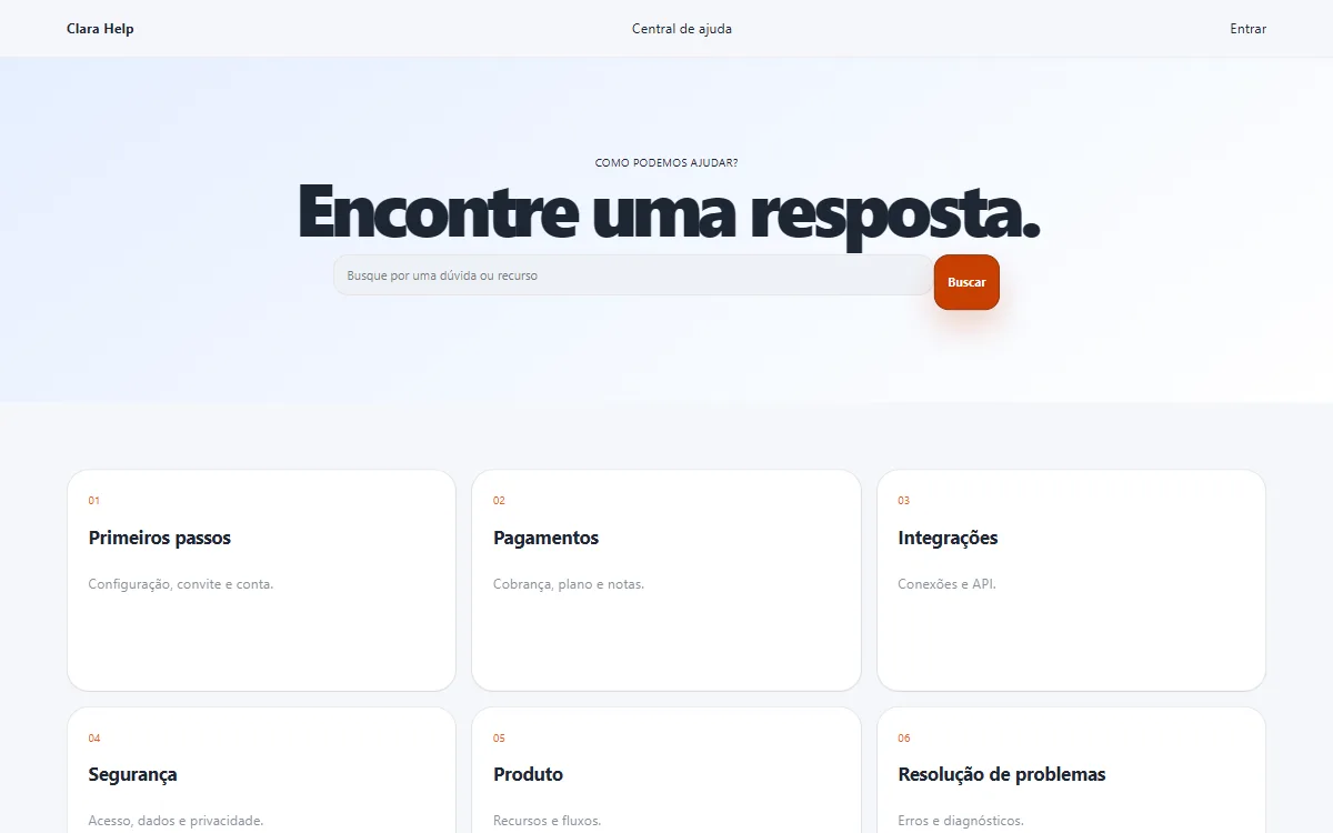 Prévia do template Support