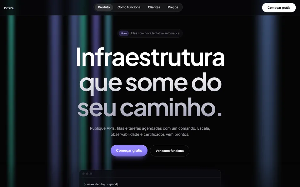 Prévia do template SaaS escuro